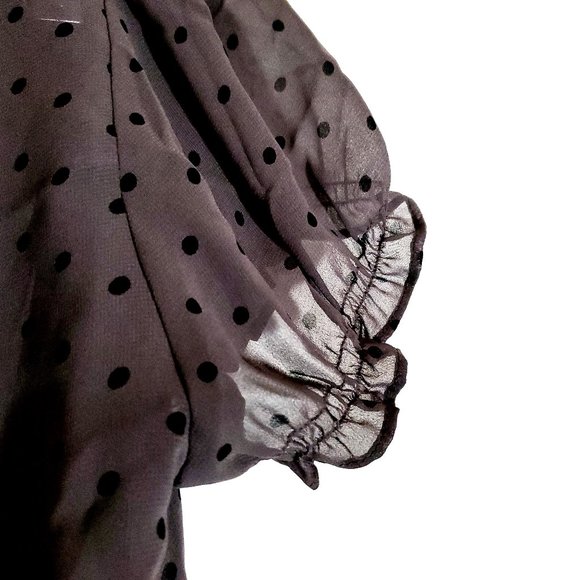 Guess Gray Polka Dots Sheer Blouse Like New S - Picture 5 of 8